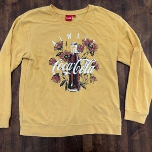 Coca-Cola Yellow Sweatshirt, Large, Floral Logo